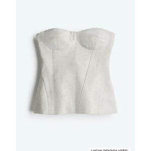 H & M Edition Light Heathered Grey Boned Bodice Bustier Top M